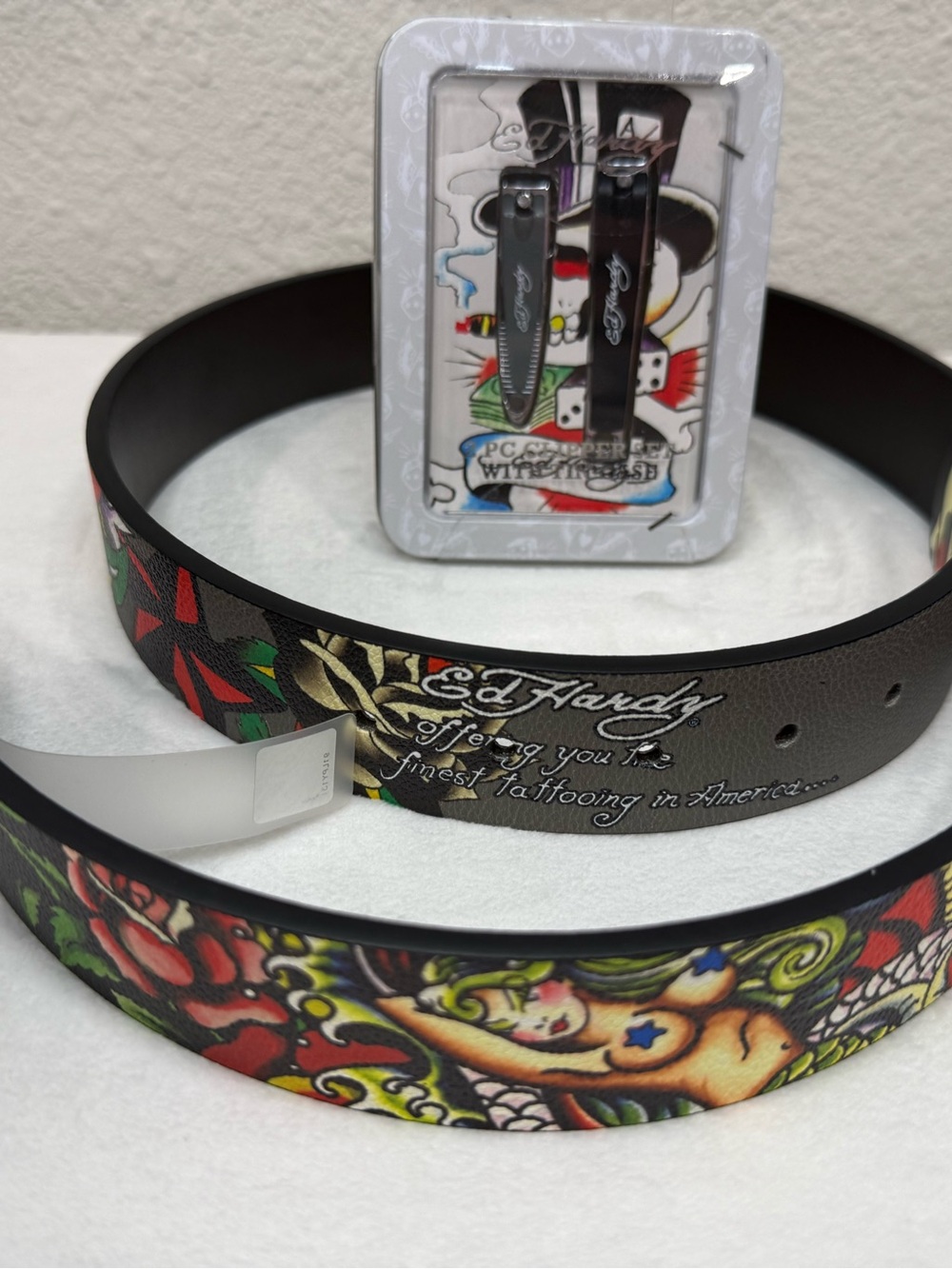 Matching Ed Hardy bundle with classic Y2K tattoo style graphics